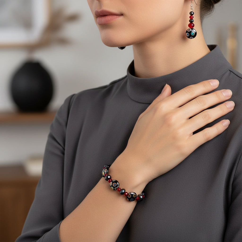 Bracelet et boucle d'oreille boules