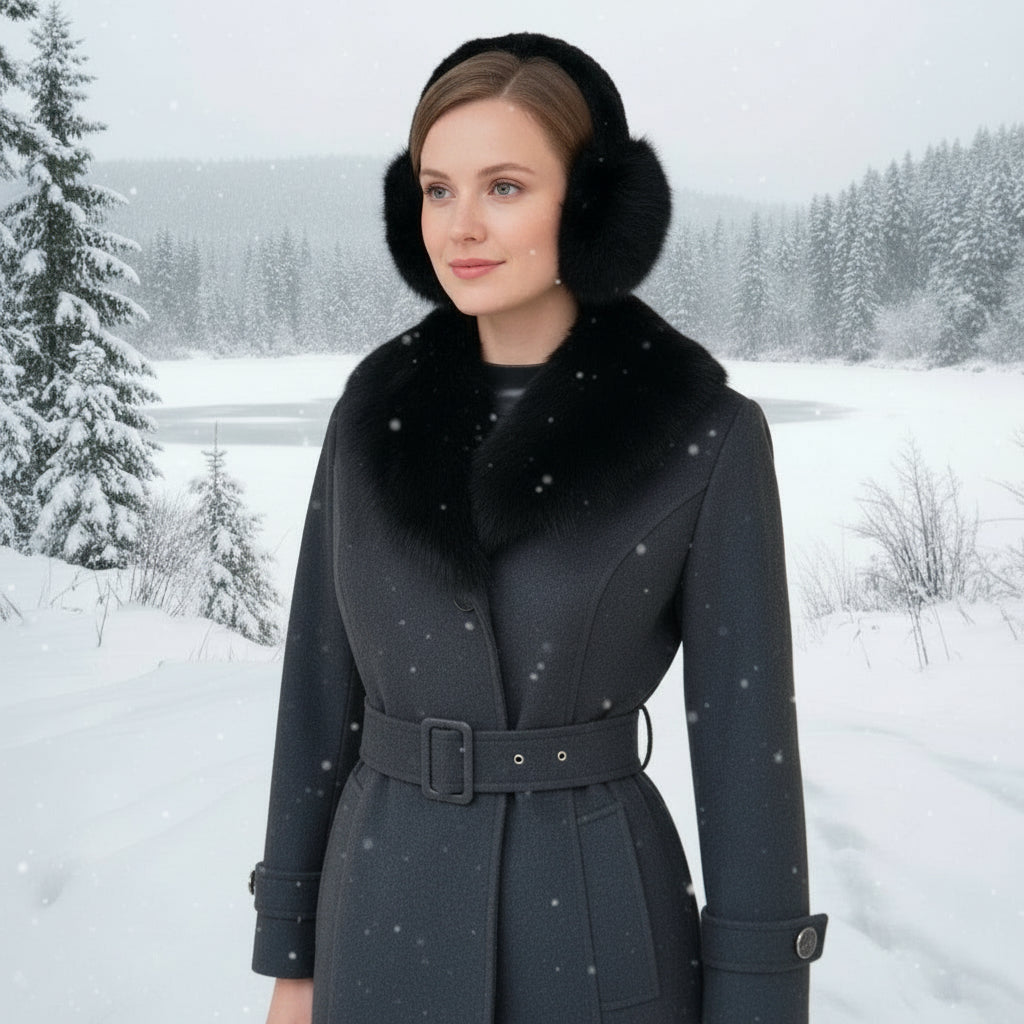 Cache oreille fourrure noir