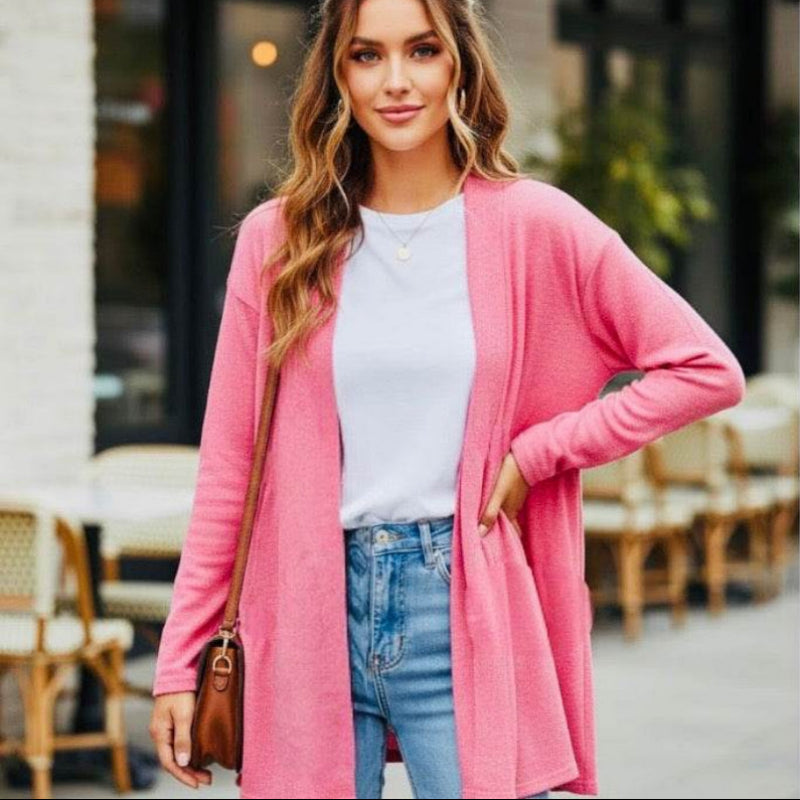 Cardigan volant - C'est Elle #couleur_rose