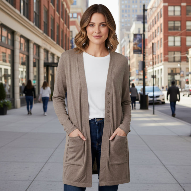 Cardigan avec poche Casa Donna #cpuleur_moka