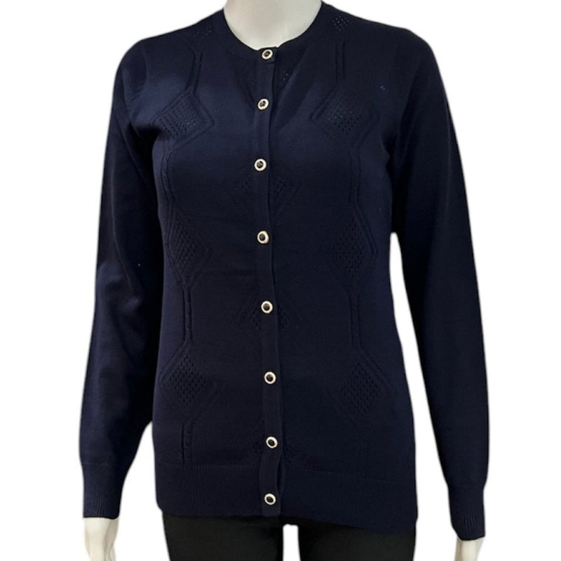 Cardigan boutonné losanges #couleur_marine