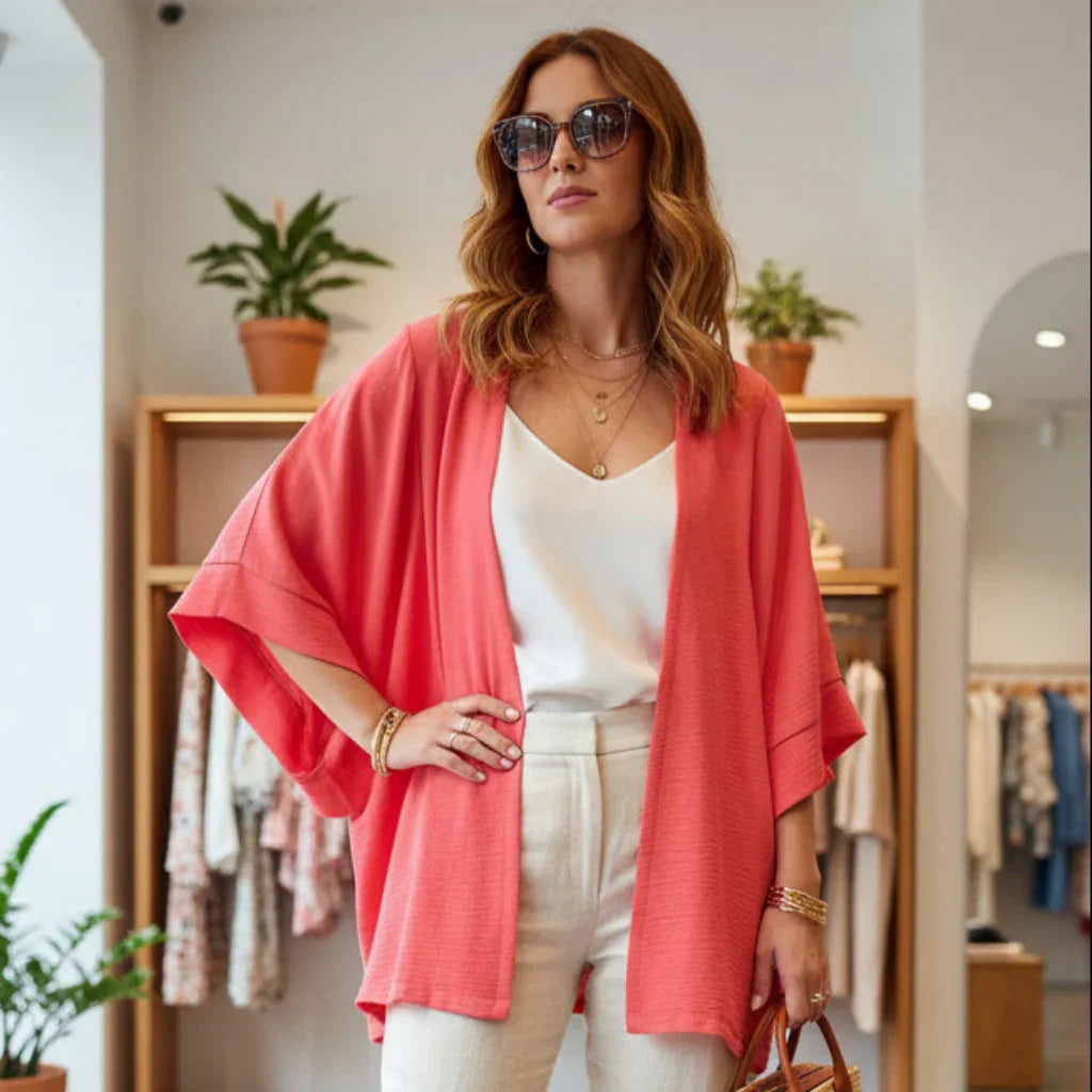 Cardigan kimono #couleur_saumon