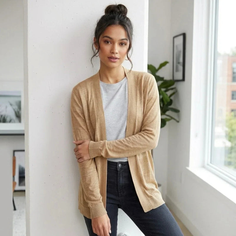 Cardigan_leger_femme_beige - C'est Elle
