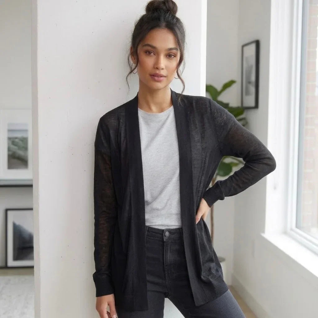 Cardigan_leger_femme_noir - C'est Elle