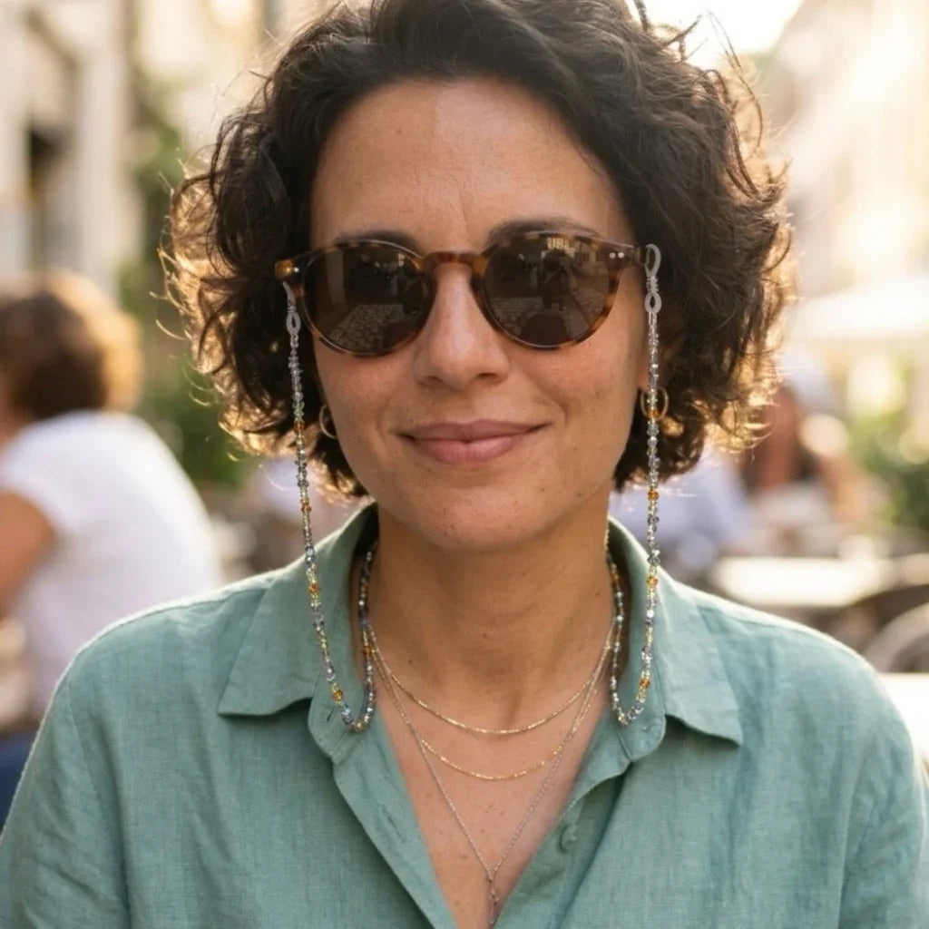 Chaîne à lunettes en perles de verre