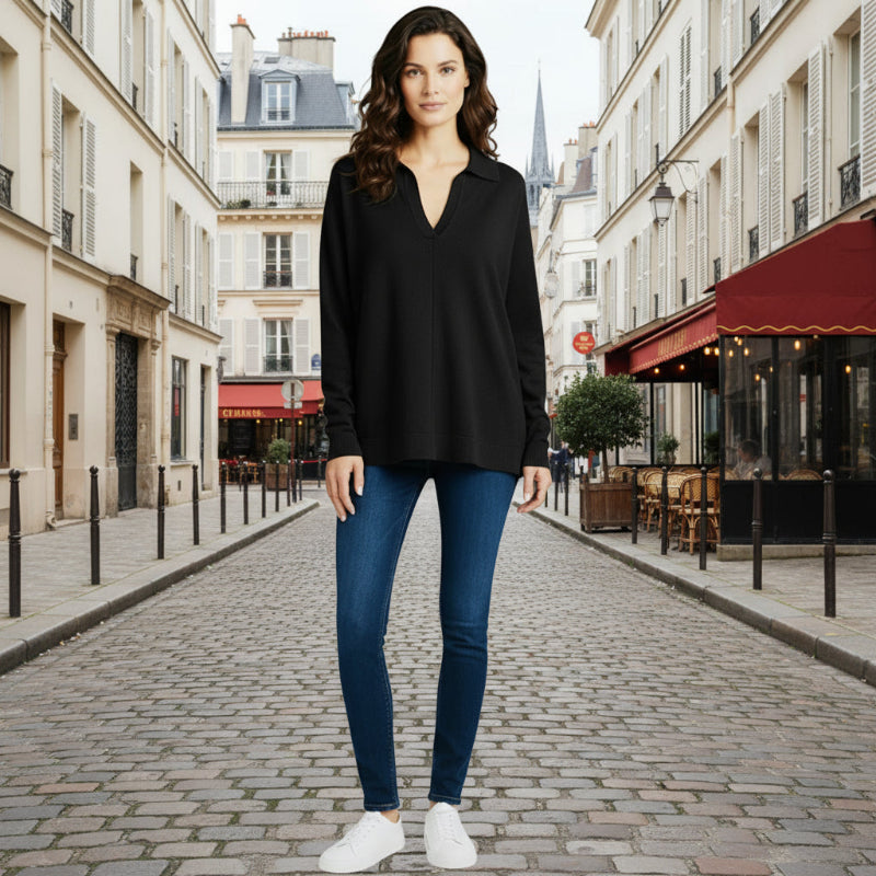 Chandail col chemise #couleur_noir