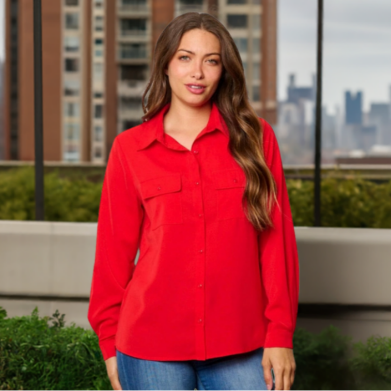 Chemise avec poche #couleur_rouge