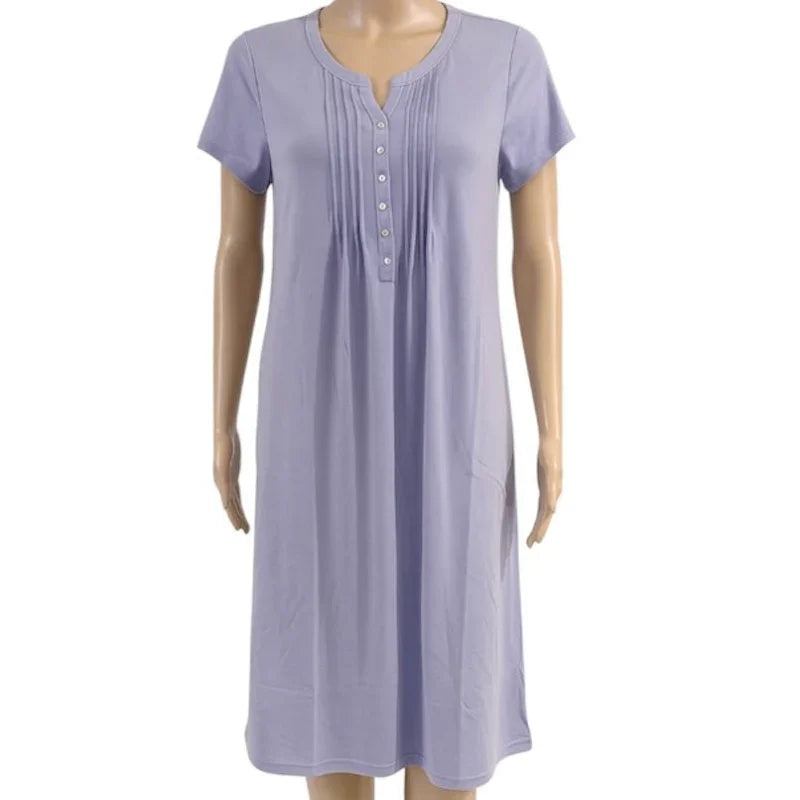 Chemise de nuit col V #couleur_bleu