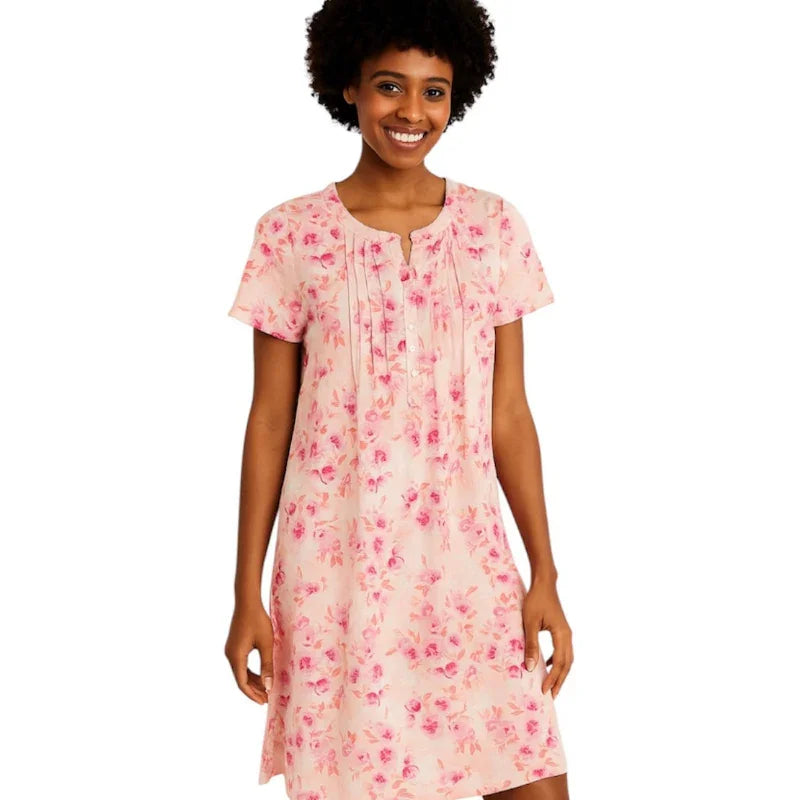 Chemise de nuit col V #couleur_corail