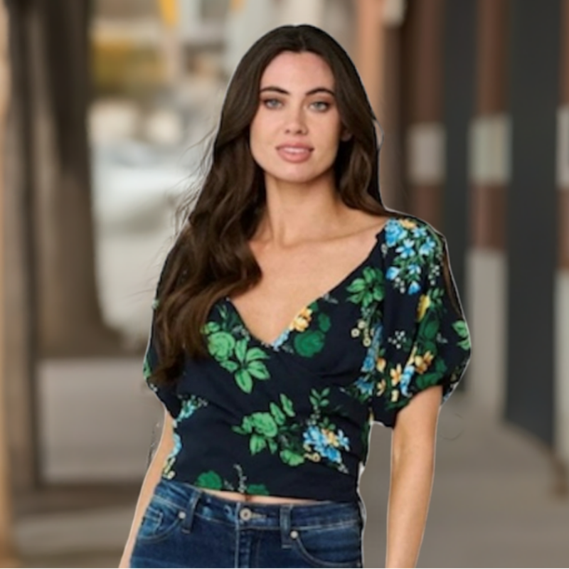 Crop top manches bouffantes