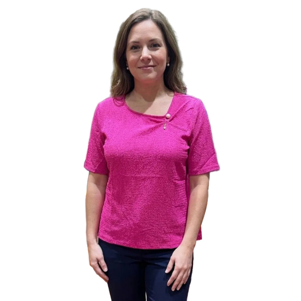 Haut gaufré femme #couleur_fuschia
