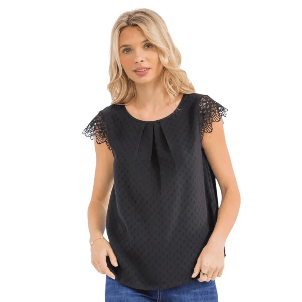 Haut manche dentelle noir