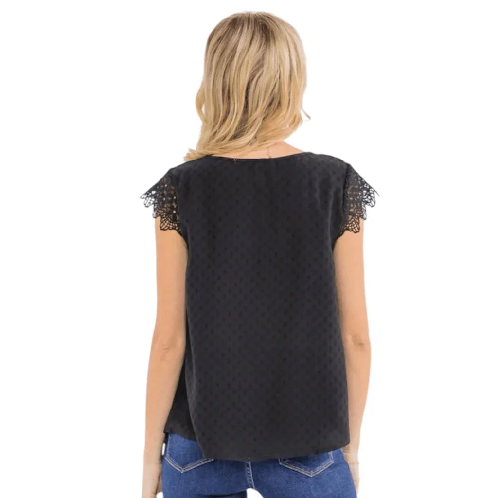 Haut manche dentelle noir