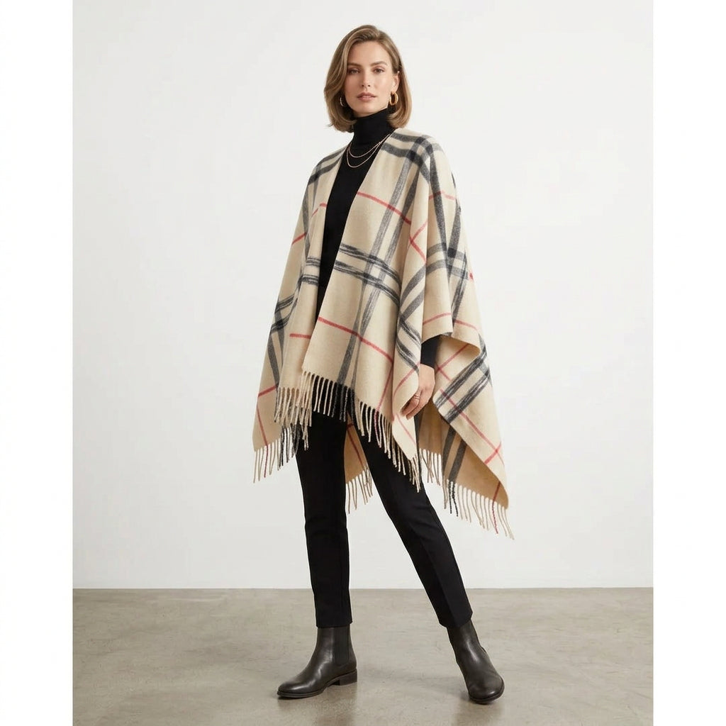 Poncho à carreaux