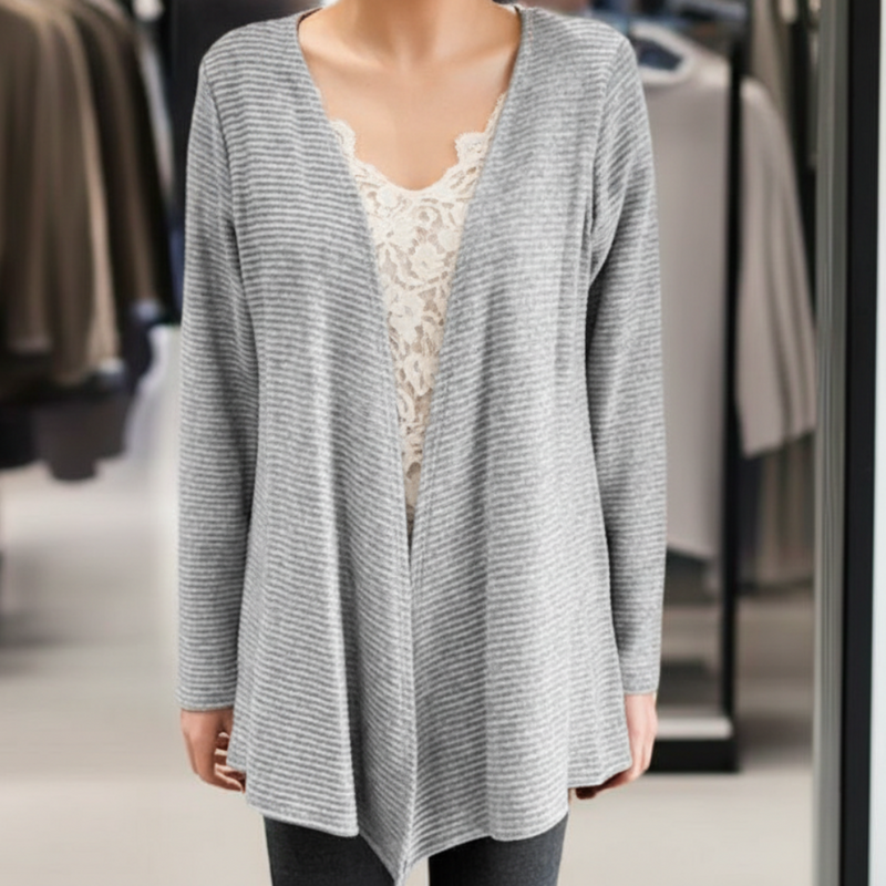 Julia Divina cardigan gaufré gris - C'est Elle