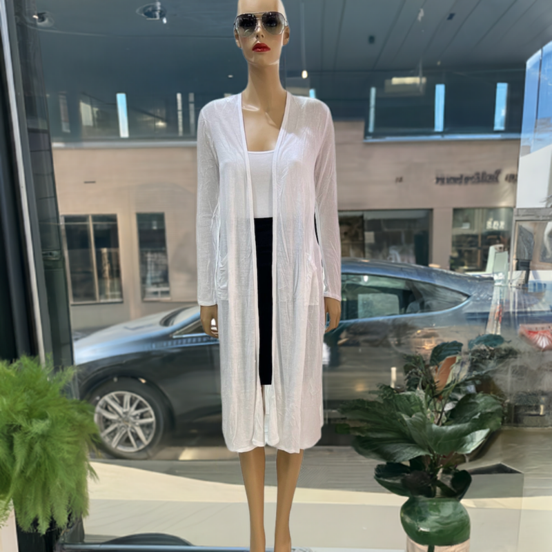 Long cardigan femme #couleur_blanc