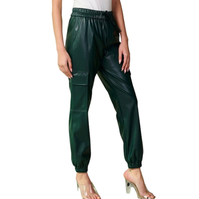 Pantalon faux cuir #couleur_vert-forêt