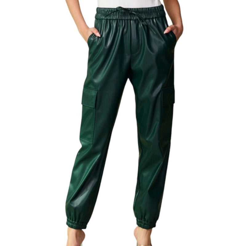 Pantalon faux cuir #couleur_vert-forêt