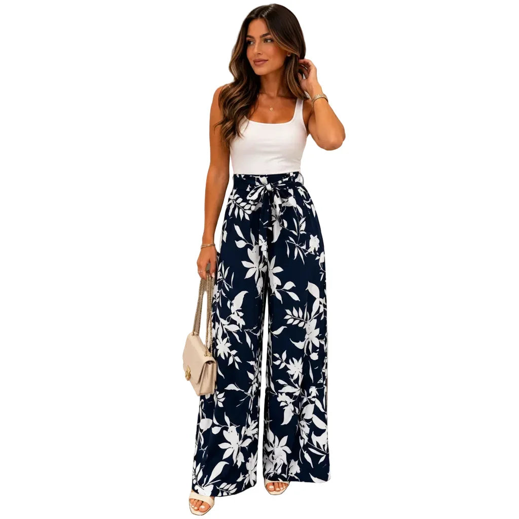 Pantalon large femme #couleur_marine