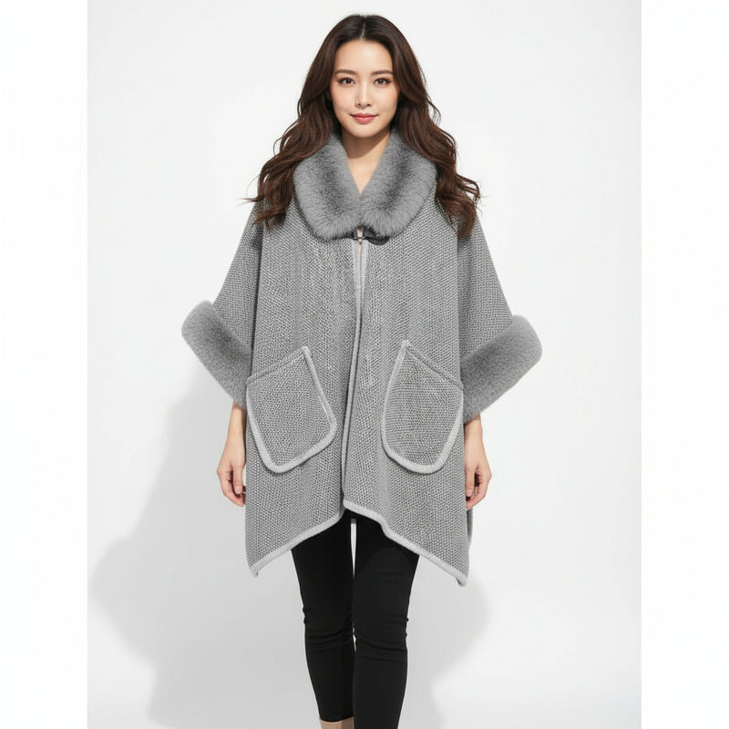 Poncho avec poche gris