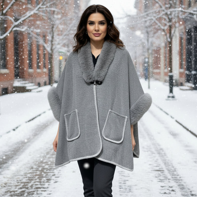 Poncho avec poche gris
