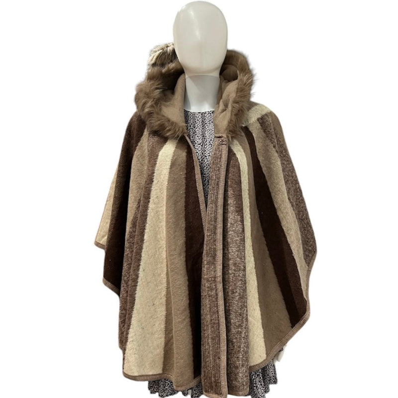Poncho col fourrure #couleur_beige