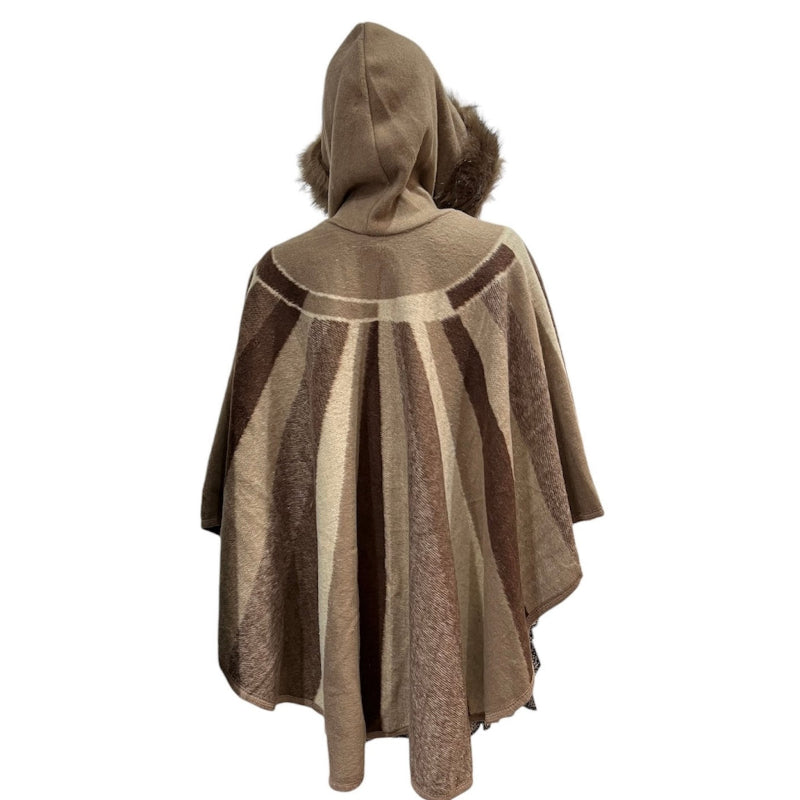 Poncho col fourrure #couleur_beige