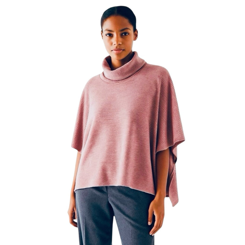 Poncho col roulé Julia Divina #couleur_rose