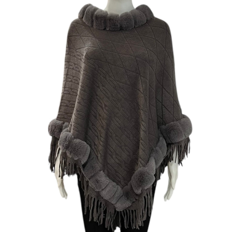 Poncho fausse fourrure #couleur_charcoal