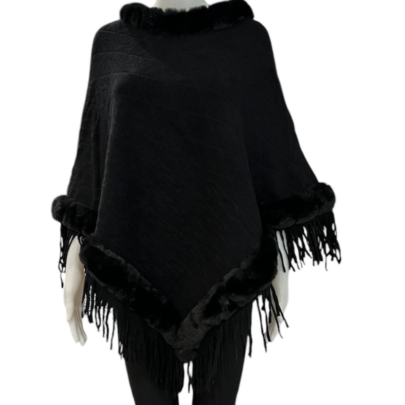 Poncho fausse fourrure #couleur_noir