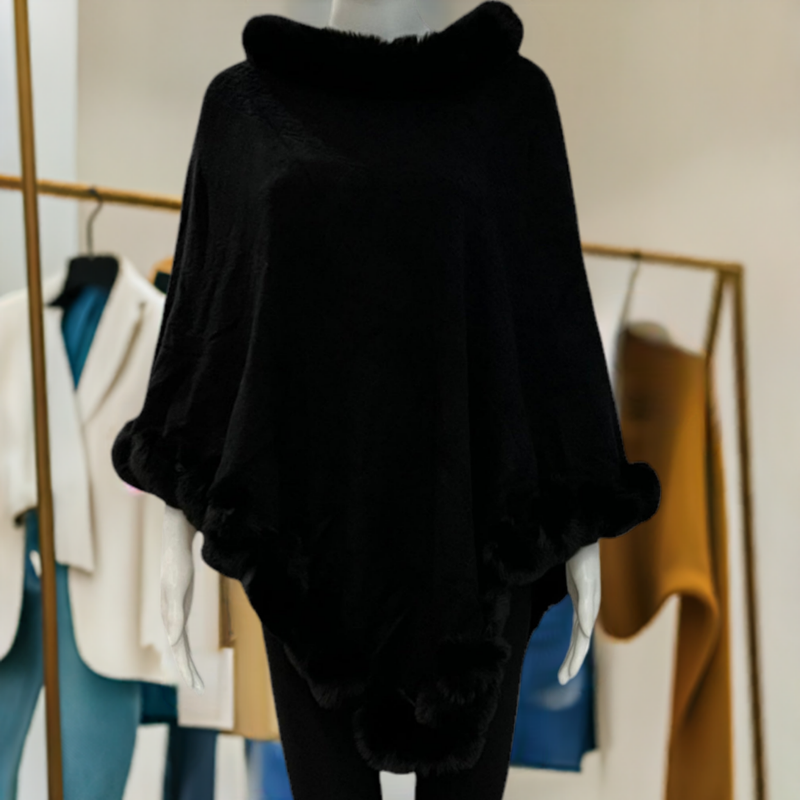 Poncho fourrure synthétique #couleur_noir