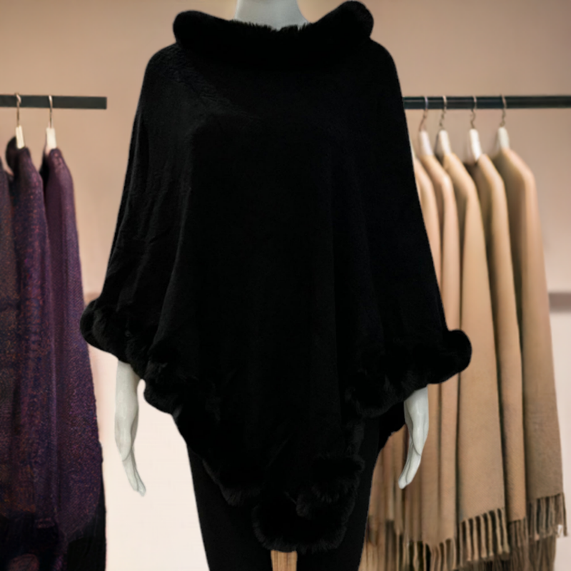 Poncho fourrure synthétique #couleur_noir