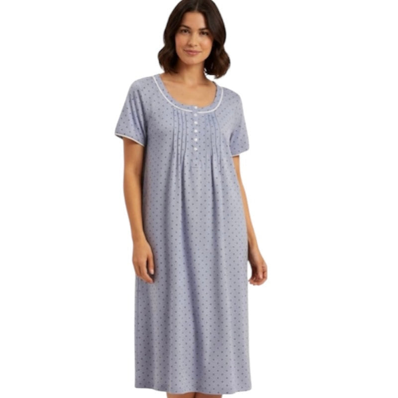 Robe de nuit coton Secret Treasures #couleur_bleu-pointillé