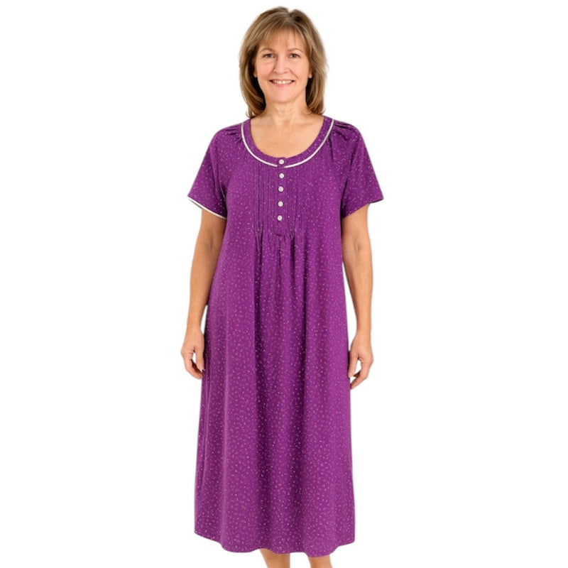 Robe de nuit coton Secret Treasures #couleur_mauve-pointillé