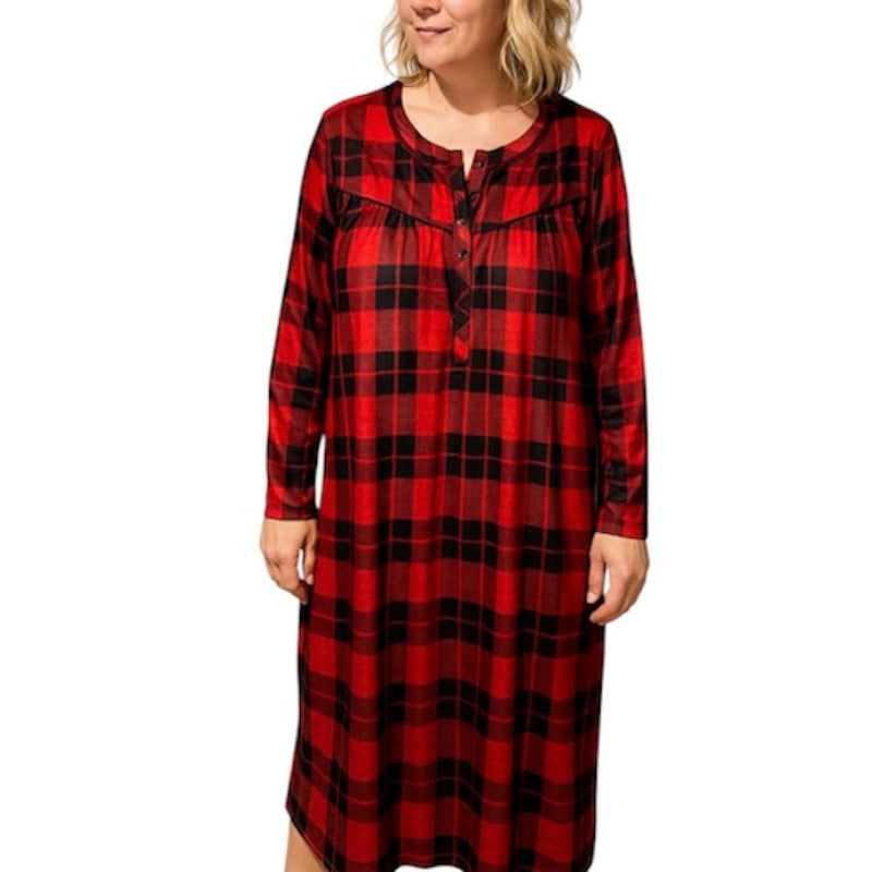 Robe de nuit polaire #couleur_rouge-carreaux