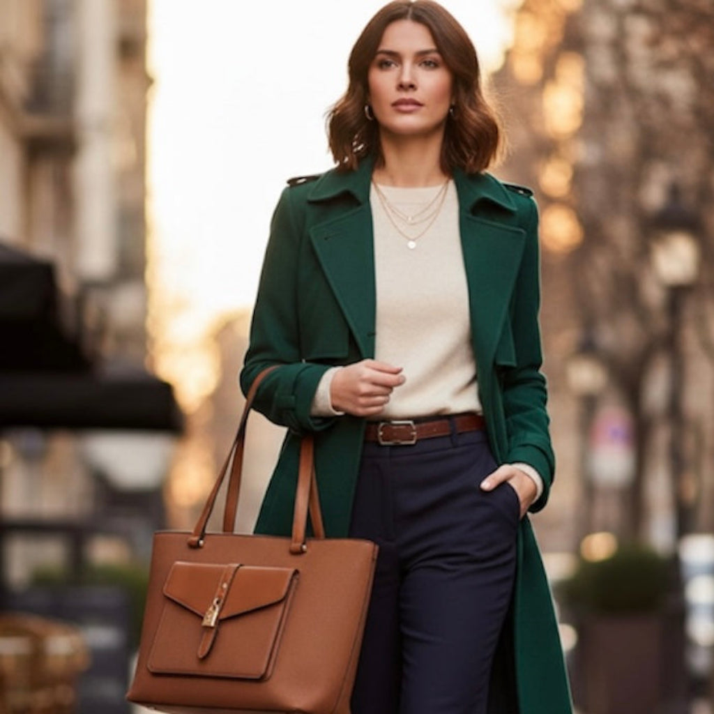 Sac avec pochette cognac