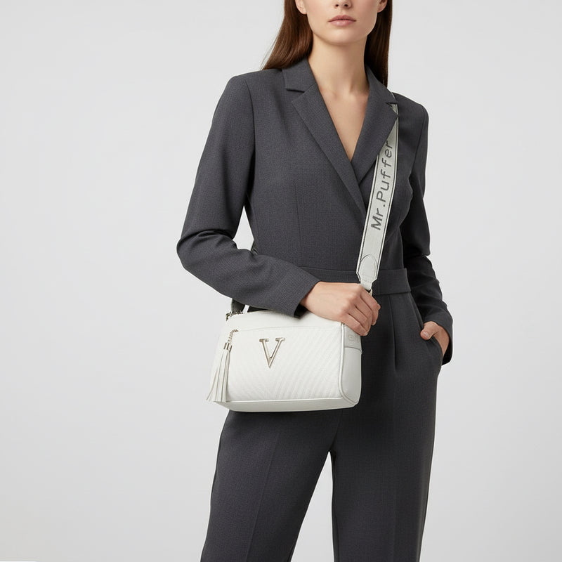 Sac bandoulière V femme blanc 