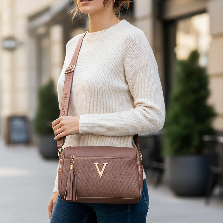 Sac bandoulière V femme rose 