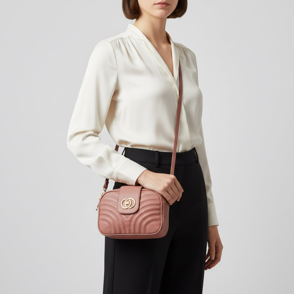 Sac bandoulière tendance vieux rose