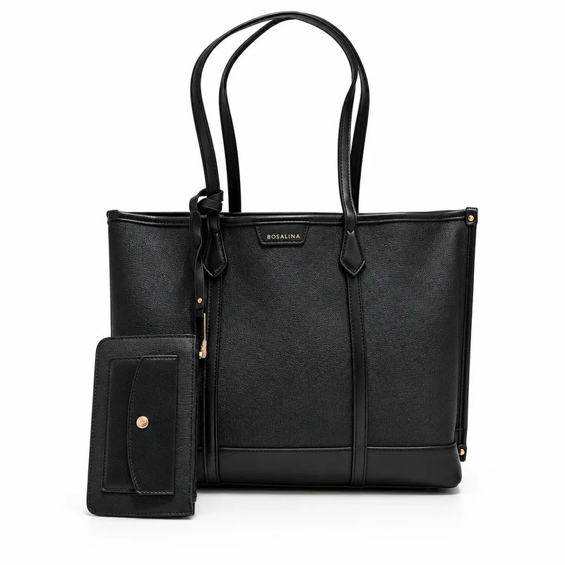 Sac cabas noir élégant C'est Elle avec portefeuille assorti