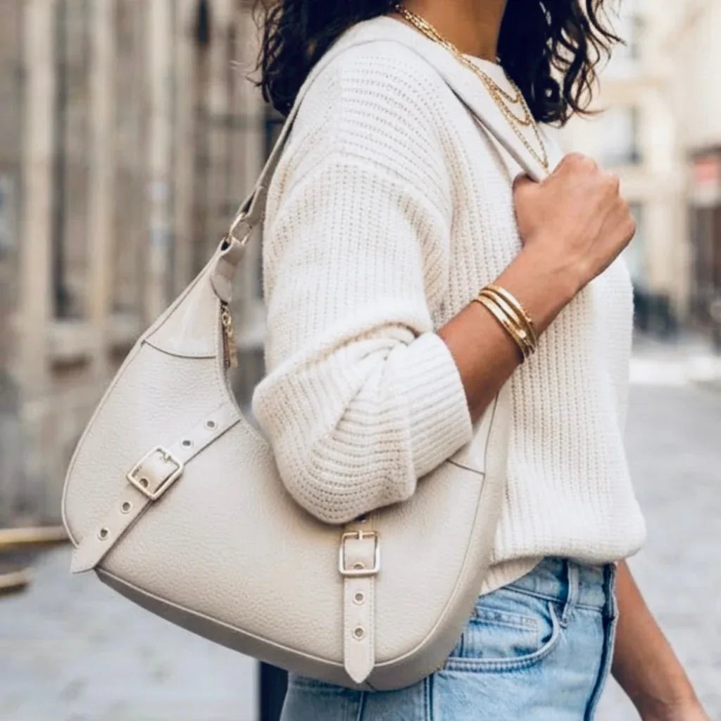 Sac à main demi lune #couleur_beige