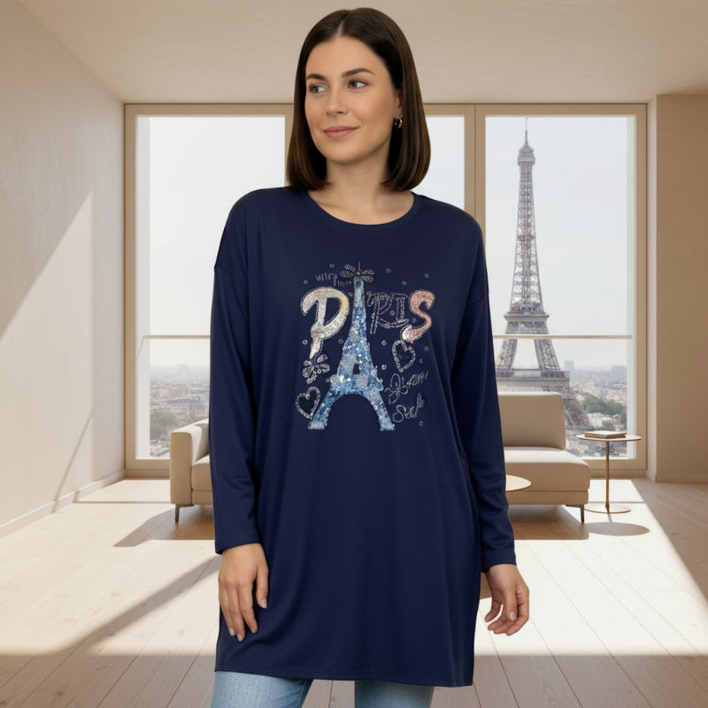 Tee-shirt Paris Casa Donna #couleur_marine