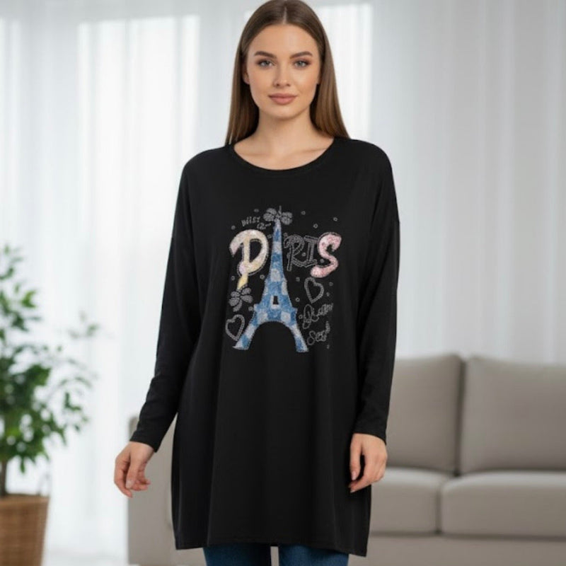 Tee-shirt Paris Casa Donna #couleur_noir