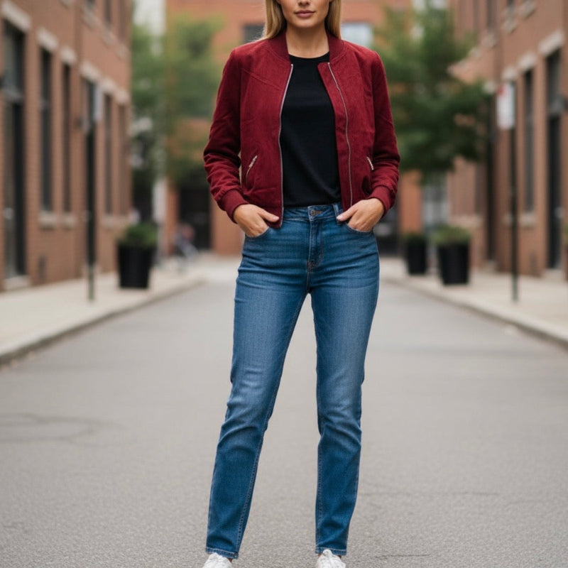 Veste bomber Alyce Paris #couleur_bourgogne