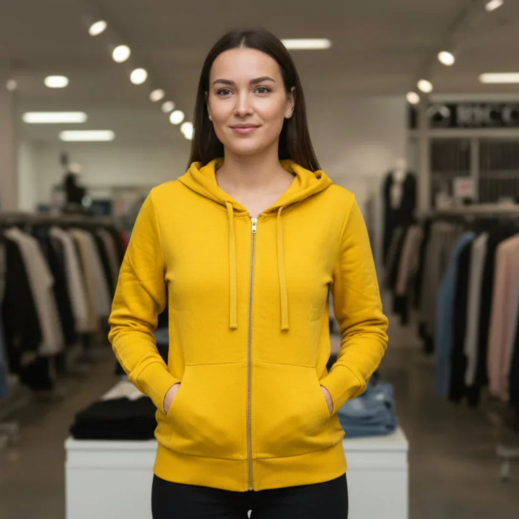 Veste hoodie #couleur_moutarde