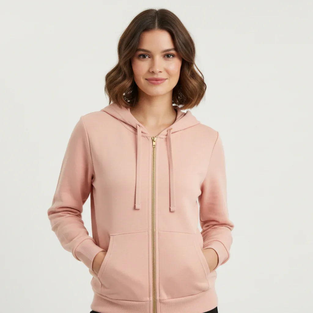 Veste hoodie #couleur_rose-poudre