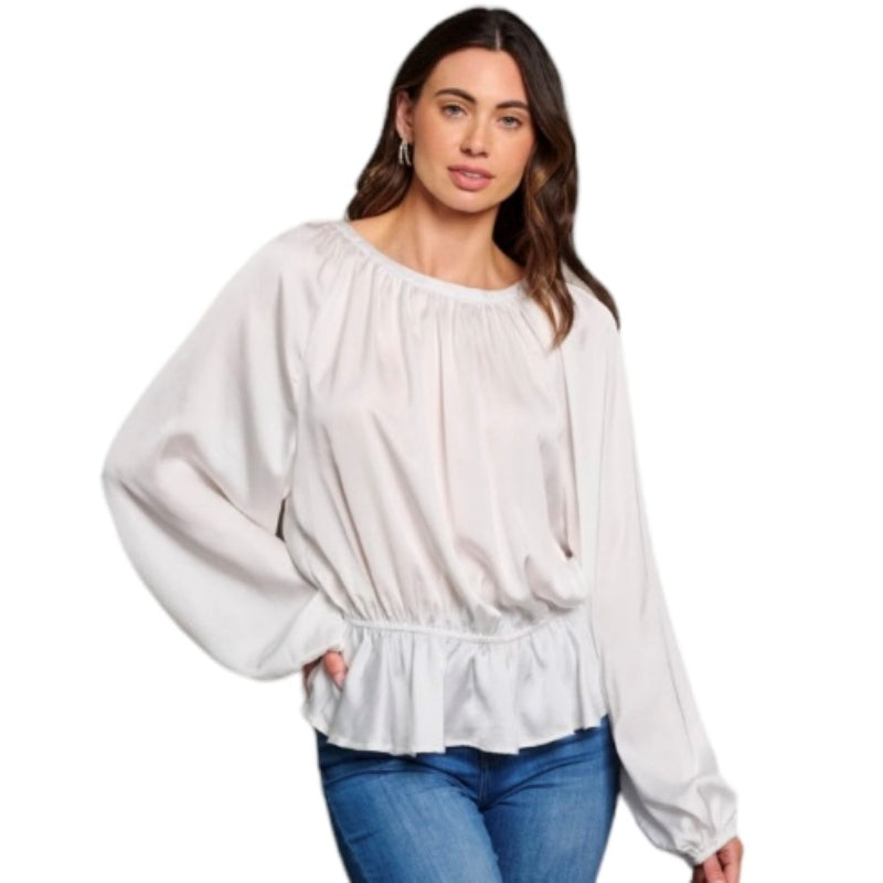 Blouse avec élastique à la taille #couleur_blanc