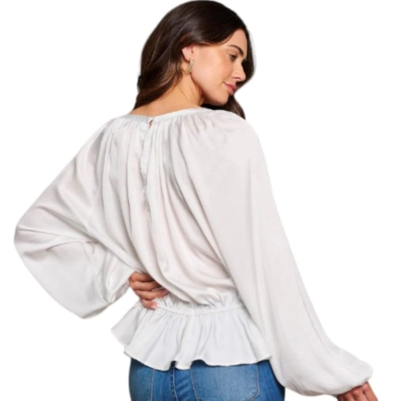 Blouse avec élastique à la taille #couleur_blanc