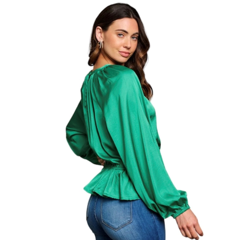 Blouse avec élastique à la taille #couleur_vert