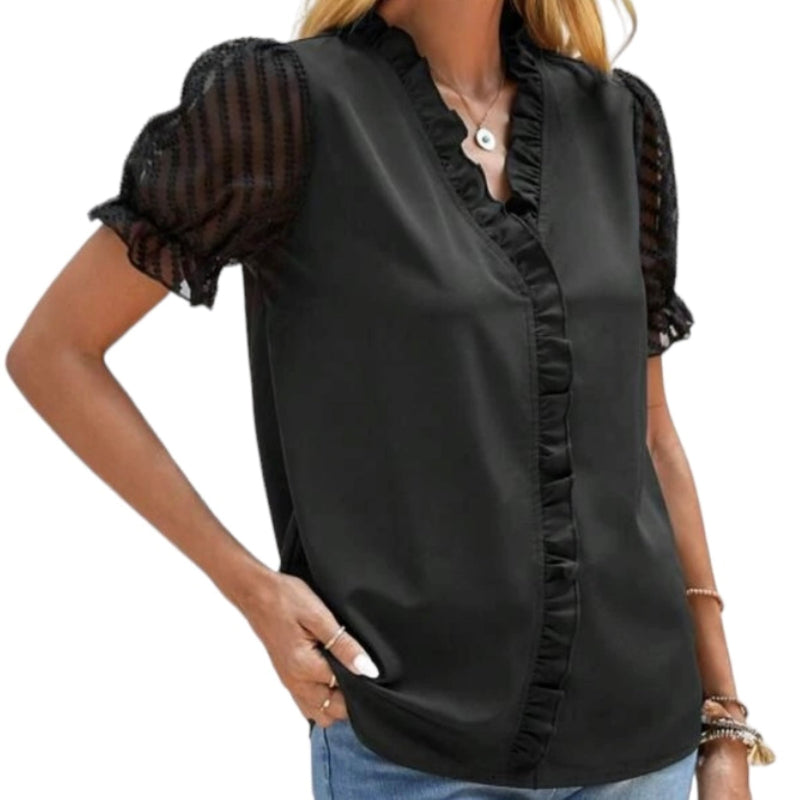 Blouse C'est Elle manche bouffante #couleur_noir